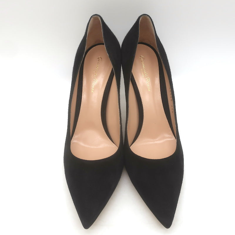 Gianvito Rossi Camnero Pointed Toe Pumps Black Suede Size 39.5 US 8.5 NEW
