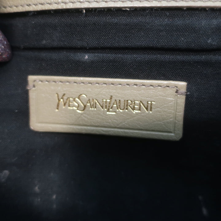 Yves Saint Laurent Y Ligne Clutch Bag Taupe Leather &amp; Snakeskin