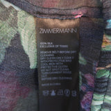 Zimmermann Ninety Six Chevron Frill Midi Dress Black Blossom Chiffon Size 0