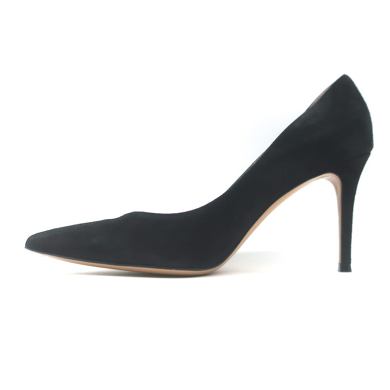 Gianvito Rossi Camnero Pointed Toe Pumps Black Suede Size 39.5 US 8.5 NEW