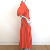 Jonathan Simkhai Marny Puff Sleeve Pleated Wrap Dress Orange Size Large