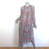 Zimmermann Ninety-Six Asymmetric Midi Dress Multi Paisley Print Chiffon Size 0