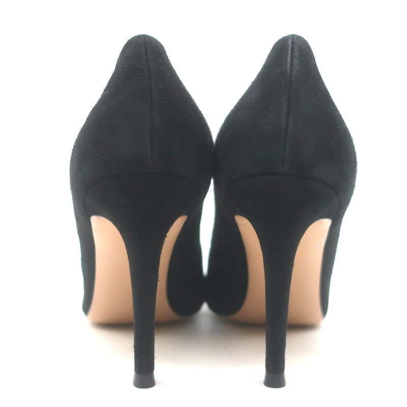 Gianvito Rossi Camnero Pointed Toe Pumps Black Suede Size 39.5 US 8.5 NEW
