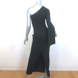 Solace London Ysabel One-Shoulder Maxi Dress Black Stretch Crepe Size US 0