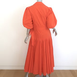 Jonathan Simkhai Marny Puff Sleeve Pleated Wrap Dress Orange Size Large