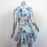Zimmermann Flounce Mini Dress Moncur Cream/Blue Floral Print Linen Size 0