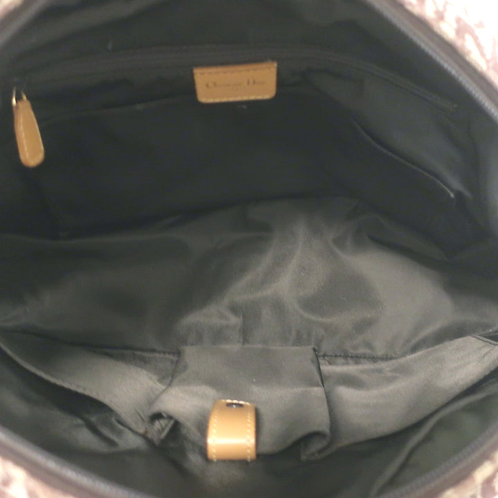 Christian Dior Double Saddle Bowler Bag Brown Diorissimo Canvas &amp; Beige Leather