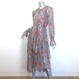 Zimmermann Ninety-Six Asymmetric Midi Dress Multi Paisley Print Chiffon Size 0