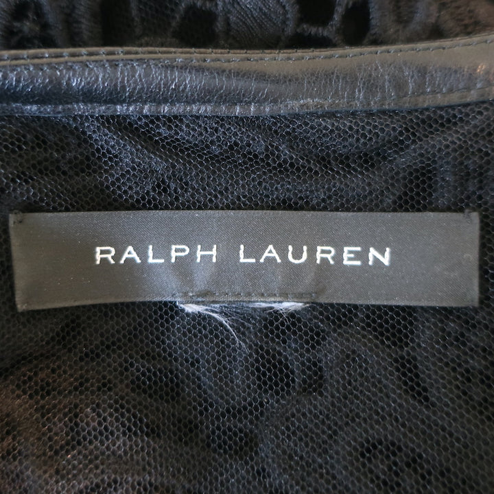 Ralph Lauren Black Label Merrill Leather-Trim Guipure Lace Dress Black Size 8