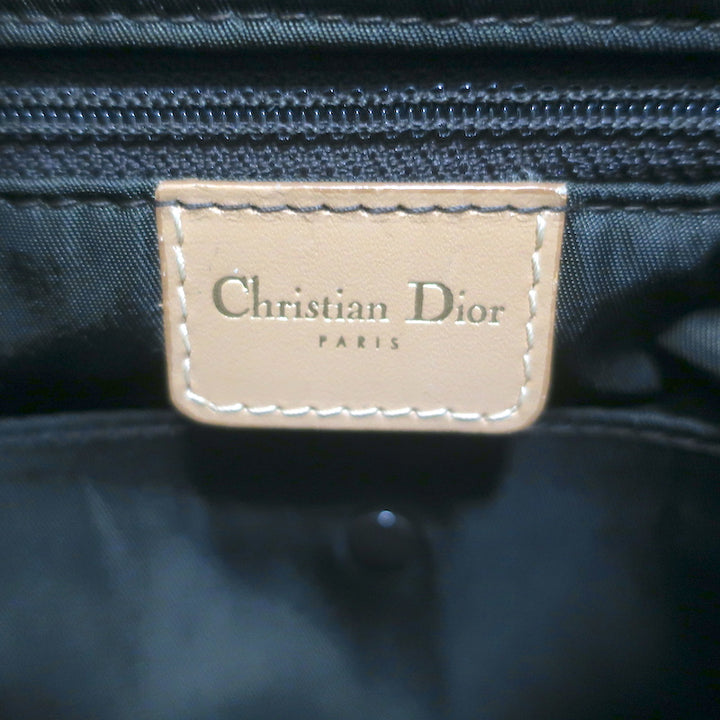 Christian Dior Double Saddle Bowler Bag Brown Diorissimo Canvas &amp; Beige Leather