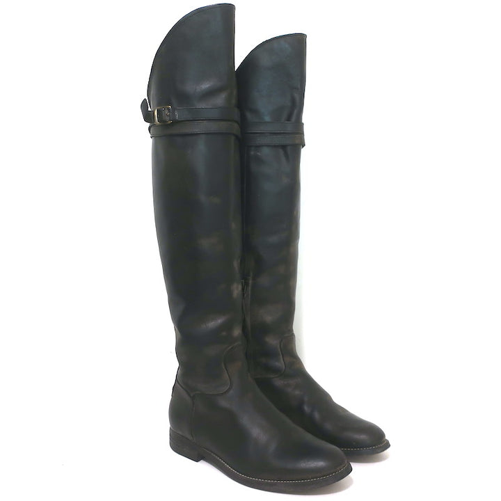 N.D.C. Gerda High Over the Knee Riding Boots Black Washed Leather Size 36