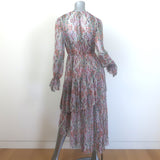 Zimmermann Ninety-Six Asymmetric Midi Dress Multi Paisley Print Chiffon Size 0