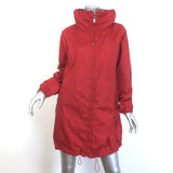 Weekend Max Mara Reversible Hooded Striped Rain Jacket Red/White Size US 8