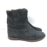Isabel Marant Etoile Crisi Ankle Boots Black Suede Size 37 Hidden-Wedge Booties