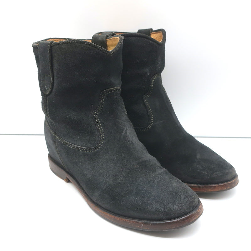 Isabel Marant Etoile Ankle Boots Black Suede Size 37 Hidden-Wedg – Celebrity Owned