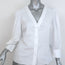 Theory Gathered Sleeve Button-Front Top White Stretch Cotton Size Small