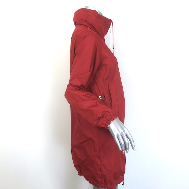 Weekend Max Mara Reversible Hooded Striped Rain Jacket Red/White Size US 8