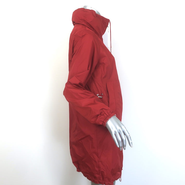 Weekend Max Mara Reversible Hooded Striped Rain Jacket Red/White Size US 8