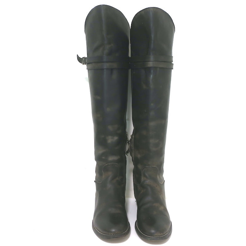 N.D.C. Gerda High Over the Knee Riding Boots Black Washed Leather Size 36