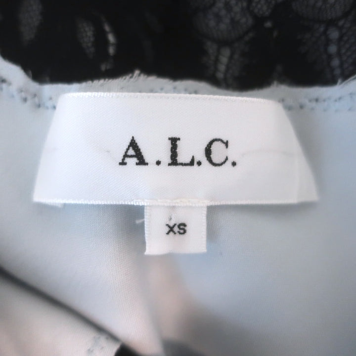 A.L.C. Lennon Lace-Trim Midi Slip Dress Light Blue/Black Satin Size Extra Small