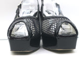 Dolce & Gabbana Mesh Platform Slingback Pumps Black Patent Leather Size 40