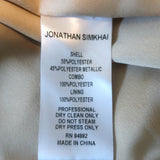 Jonathan Simkhai Ruched Mini Wrap Dress Nina Gold Metallic Lame Size 2