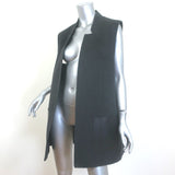 Michael Kors Collection Leather-Pocket Vest Charcoal Double-Faced Wool Size 10