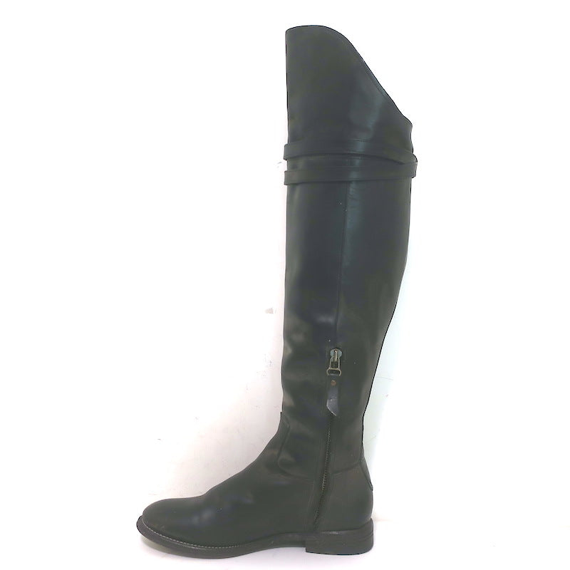 N.D.C. Gerda High Over the Knee Riding Boots Black Washed Leather Size 36
