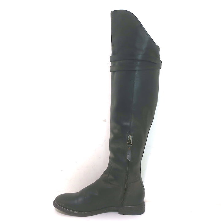 N.D.C. Gerda High Over the Knee Riding Boots Black Washed Leather Size 36