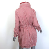 Weekend Max Mara Reversible Hooded Striped Rain Jacket Red/White Size US 8