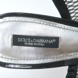 Dolce & Gabbana Mesh Platform Slingback Pumps Black Patent Leather Size 40