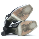 Dolce & Gabbana Mesh Platform Slingback Pumps Black Patent Leather Size 40