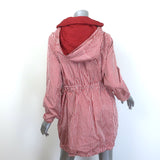 Weekend Max Mara Reversible Hooded Striped Rain Jacket Red/White Size US 8
