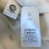 GANNI Polka Dot Top White/Black Pleated Georgette Size 36 Flutter Sleeve Blouse