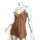 Nili Lotan Isabella Cami Gold Silk Satin Size Medium V-Neck Tank Top