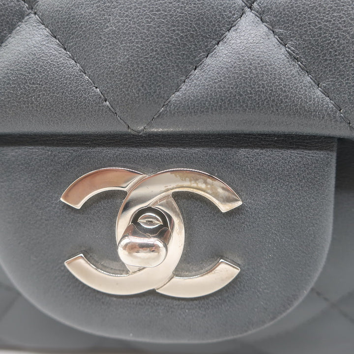 Chanel 2006 Bijoux Chain Jumbo Single Flap Bag Dark Gray Quilted Leather