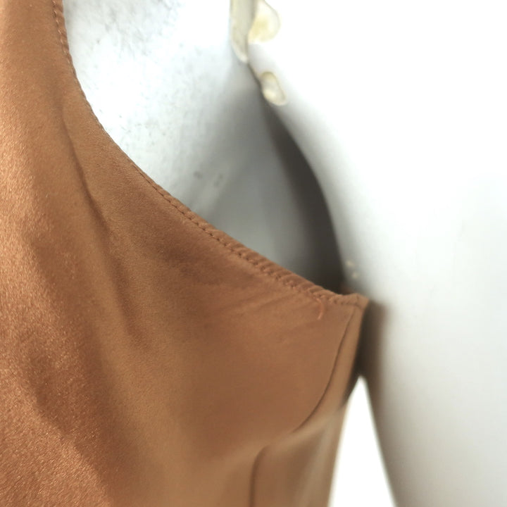 Nili Lotan Isabella Cami Gold Silk Satin Size Medium V-Neck Tank Top