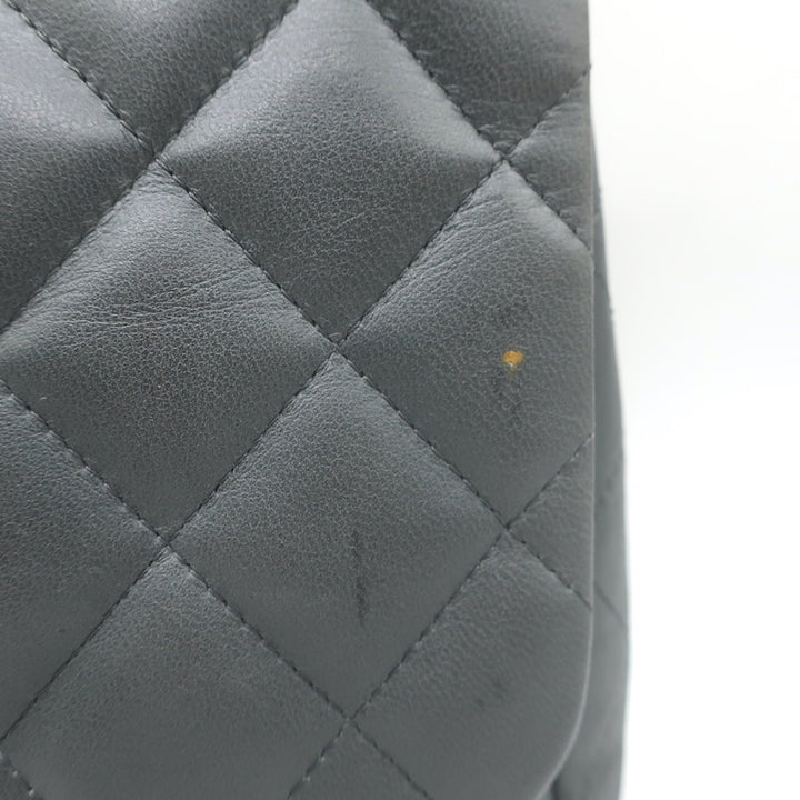 Chanel 2006 Bijoux Chain Jumbo Single Flap Bag Dark Gray Quilted Leather