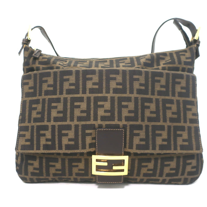 Fendi Big Mama Baguette Shoulder Bag Brown Zucca Canvas Large Hobo