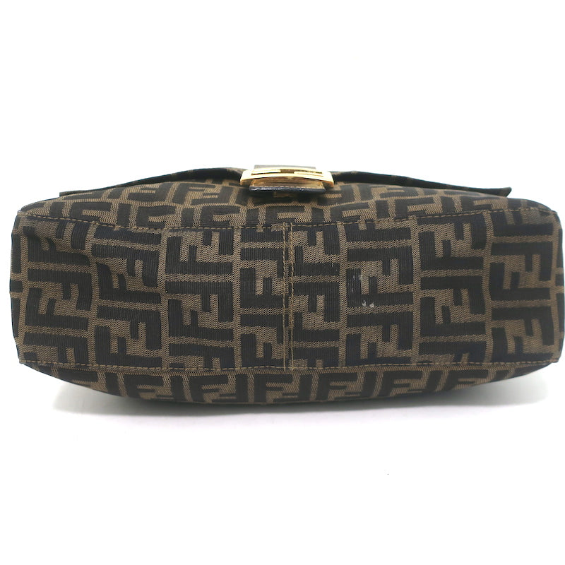 Fendi Big Mama Baguette Shoulder Bag Brown Zucca Canvas Large Hobo