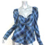 Veronica Beard Frankie Puff Sleeve Top Blue Plaid Size 8 Long Sleeve Blouse