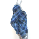 Veronica Beard Frankie Puff Sleeve Top Blue Plaid Size 8 Long Sleeve Blouse