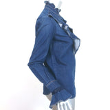Stella McCartney Ruffled Lace-Trim Denim Shirt Indigo Size 36 Long Sleeve Top