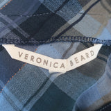 Veronica Beard Frankie Puff Sleeve Top Blue Plaid Size 8 Long Sleeve Blouse