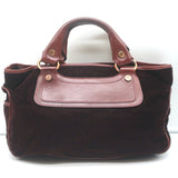 Celine Boogie Bag Dark Brown Leather-Trimmed Corduroy