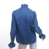 Stella McCartney Ruffled Lace-Trim Denim Shirt Indigo Size 36 Long Sleeve Top
