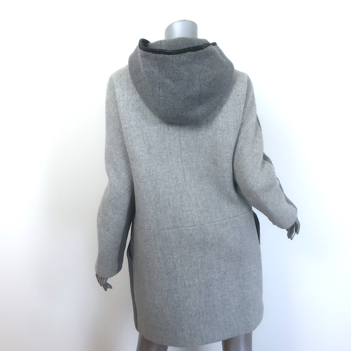 J.Crew Stadium Cloth Colorblock Hooded Coat Gray Wool-Blend Size 4