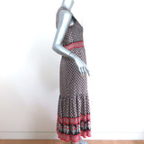 Ulla Johnson Midi Dress Oona Dark Indian Floral Print Smocked Silk Size 2