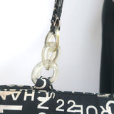 Chanel 2002 31 Rue Cambon Beach Tote Black Printed Canvas Large Shoulder Bag