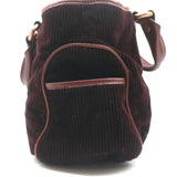 Celine Boogie Bag Dark Brown Leather-Trimmed Corduroy